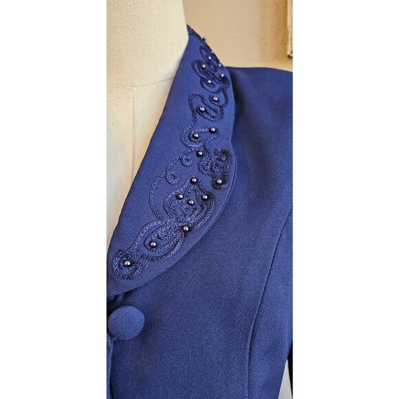 Vintage L.G. Star Women's 2 Piece Jacket & Skirt Suit Church‎ Formal Size 8 Navy - Picture 3 of 6